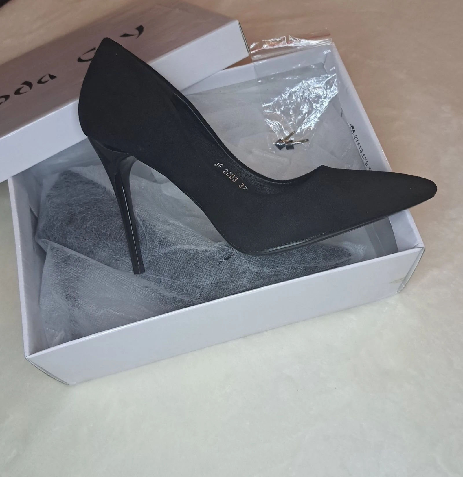 Black Suede High Heels • Stiletto Style • Size 37